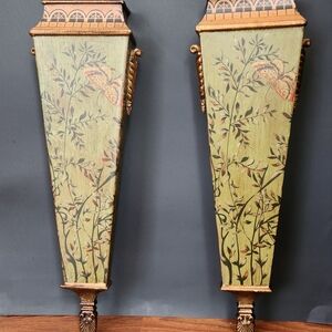 19 inch Green Tole Wall Planters